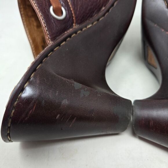BORN Women's Brown Leather Heeled Clogs Size 7 | 38 EU - Picture 7 of 12